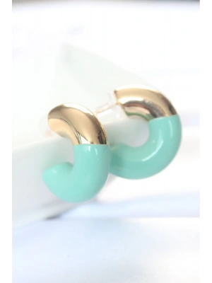 CCB Turkuaz Gold Çift Renk Küpe