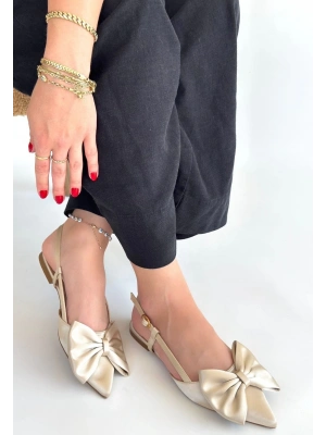 Cenya Bej Saten Babet Ayakkabı