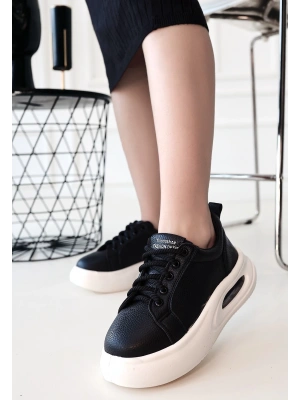 Chris Siyah Cilt Bağcıklı Spor Ayakkabı