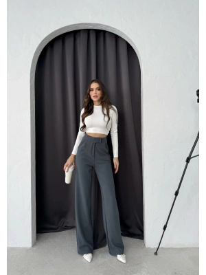 Cırtlı pantolon krep füme pt