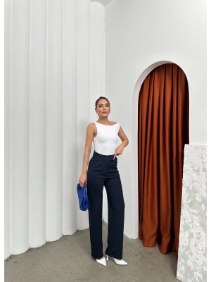 Cırtlı pantolon krep lacivert pt