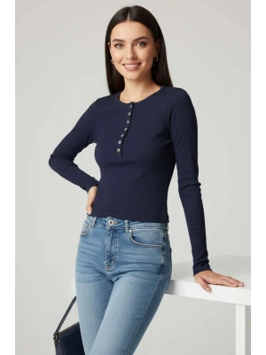 Çıtçıt Detaylı Bluz Lacivert T4343