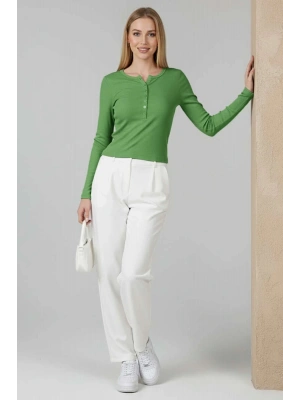 Çıtçıt Detaylı Bluz Yeşil T4343