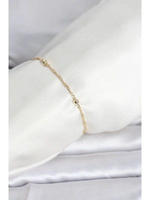 CM 14K Gold Renk Burgu Topçuk Model Kadın Bileklik