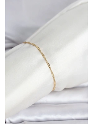 CM 14K Gold Renk Ezme Burgu Zincir Model Kadın Bileklik