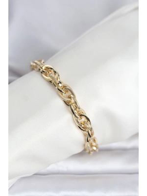 CM 14K Gold Renk Kalın Burgu Zincirli Model Kadın Bileklik