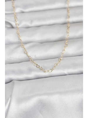 CM 14K Gold Renk Kalp Zincirli 60 cm Kadın Kolye