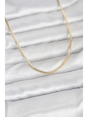 CM 14K Gold Renk Kare Zincirli Model 60 cm Kadın Kolye