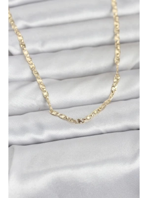 CM 14K Gold Renk Lazer Zincirli Model 60 cm Kadın Kolye