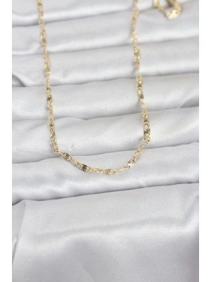 CM 14K Gold Renk Lazerli Gemici Zincir Model 60 cm Kadın Kolye