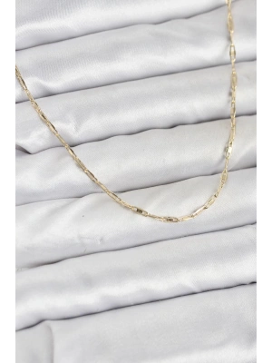 CM 14K Gold Renk Pirinç Ataç Zincir 60 cm Kadın Kolye