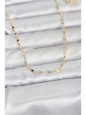 CM 14K Gold Renk Yassı Gemici Zincir Model 60 cm Kadın Kolye