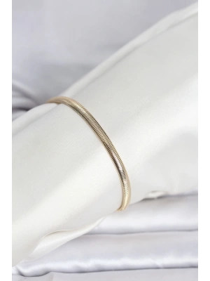 CM 14K Gold Renk Yassı Yılan Zincir Model Kadın Bileklik