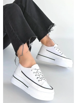 Dalen Beyaz Keten Bağcıklı Spor Ayakkabı