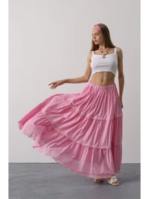 Dantel Detaylı Etek - Pembe