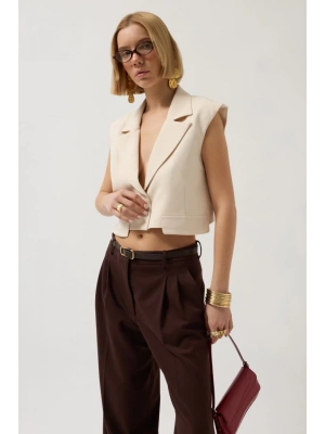 Düğme Detay Cepli Yelek