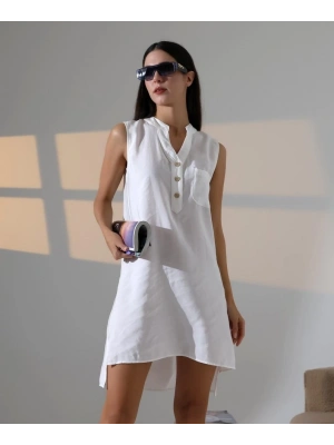 Düğme Detaylı Mini Elbise