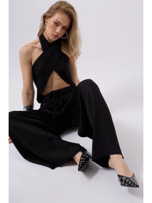 Düşük Bel Oversize Keten Pantolon