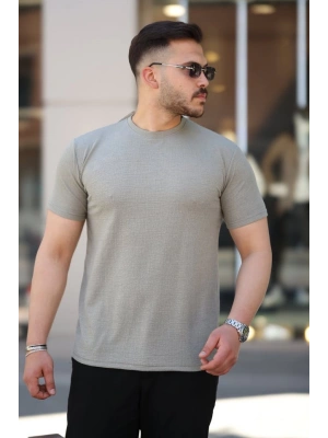 Erkek Ağaç Kabuğu Desenli Kısa Kollu T-shirt