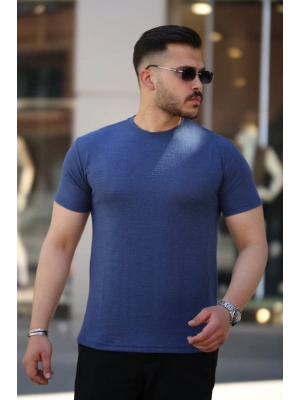 Erkek Ağaç Kabuğu Desenli Kısa Kollu T-shirt