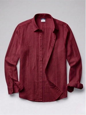 Erkek Armürlü Yarım Oversize Müslin Gömlek