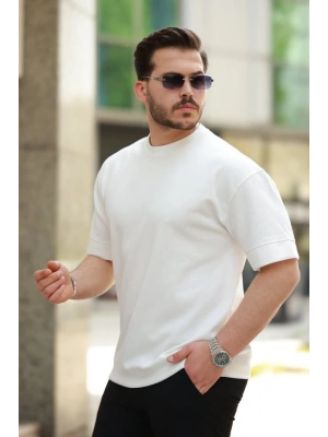 Erkek Basic Oversize Double Face Kumaş Kısa Kollu Tshirt