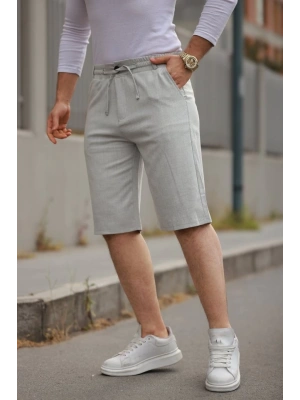 Erkek Beli Bağcıklı Ve Düğmeli Bezayağı Kumaş şort