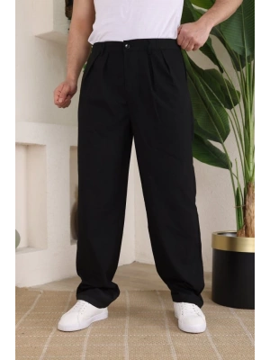 Erkek Beli Lastikli Pileli Baggy Pantolon