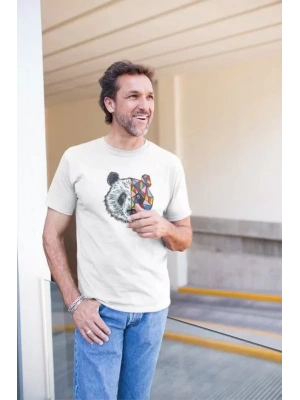 Erkek Bisiklet Yaka Baskılı Oversize T-Shirt - Beyaz