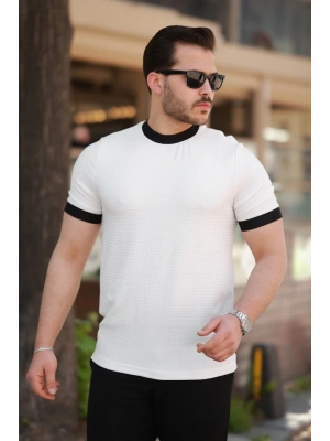 Erkek Bisiklet Yaka örme Pamuklu Kumaş Kısa Kollu T-shirt