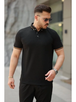 Erkek Düğmeli Yaka Waffle Kumaş Kısa Kollu Tişört