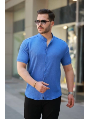 Erkek Hakim Yaka Kısa Kollu Gömlek