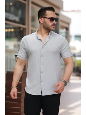 Erkek Hakim Yaka Kısa Kollu Gömlek