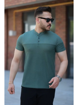 Erkek Hakim Yakalı Kısa Kollu Pamuklu T-shirt