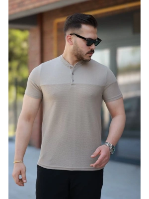 Erkek Hakim Yakalı Kısa Kollu Pamuklu T-shirt