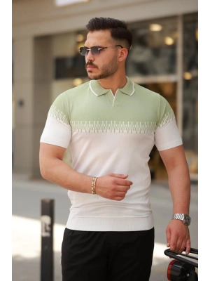 Erkek Hemşire Yaka çift Renk Kısa Kollu Tişört