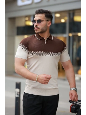 Erkek Hemşire Yaka çift Renk Kısa Kollu Tişört