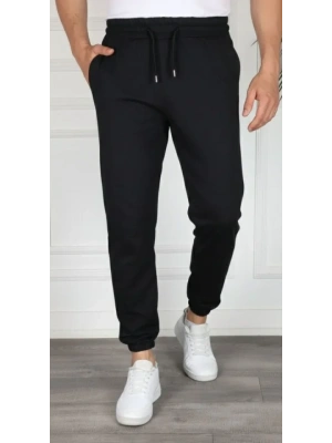 Erkek Jogger Eşofman Altı Rahat Kalıp, Cepli, Lastikli Paça, Günlük Spor Pantolon - Siyah