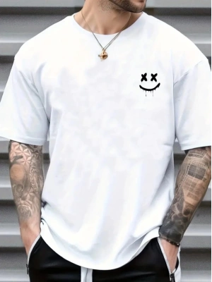 Erkek Kısa Kollu Bisiklet Yaka Baskılı Süprem Bluz