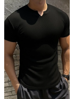 Erkek Kısa Kollu Bisiklet Yaka Burgu Bluz