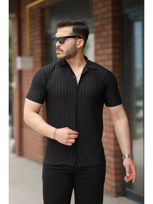 Erkek Kısa Kollu çizgili Gömlek