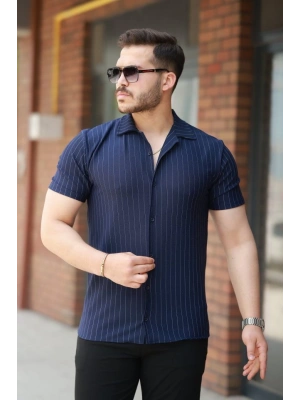 Erkek Kısa Kollu çizgili Gömlek
