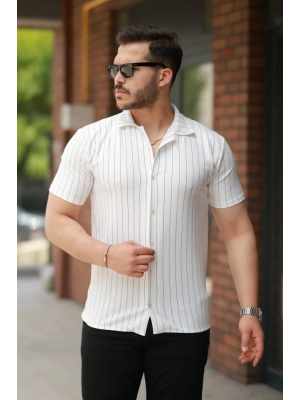 Erkek Kısa Kollu çizgili Gömlek