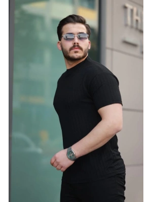 Erkek Kısa Kollu örgü Kumaş Bisiklet Yaka T-shirt