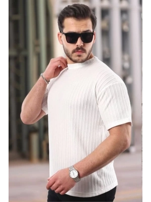 Erkek Kısa Kollu örgü Kumaş Bisiklet Yaka T-shirt