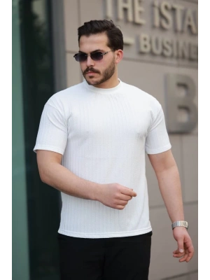 Erkek Kısa Kollu örgü Kumaş Bisiklet Yaka T-shirt