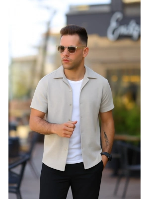 Erkek Kısa Kollu örme Kumaş Pamuklu Gömlek