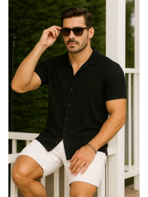 Erkek Kısa Kollu örme Kumaş Pamuklu Gömlek