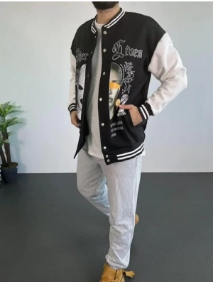 Erkek Oversize Kolej Ceket - Siyah