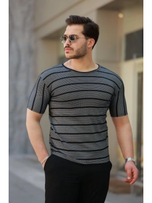 Erkek Petek Desenli Kısa Kollu T-shirt